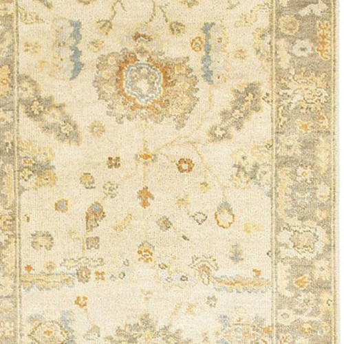 10' Beige And Gray Wool Oriental Hand Knotted Runner Rug