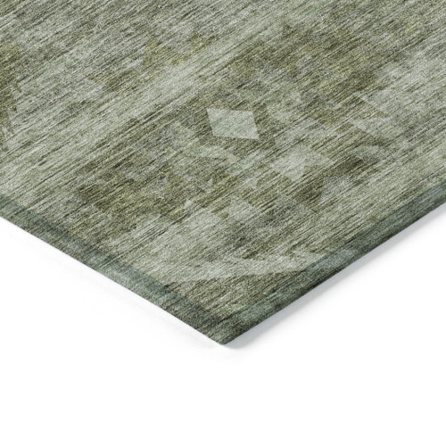 8' X 10' Olive Green And Fern Green Southwestern Washable Indoor Outdoor Area Rug