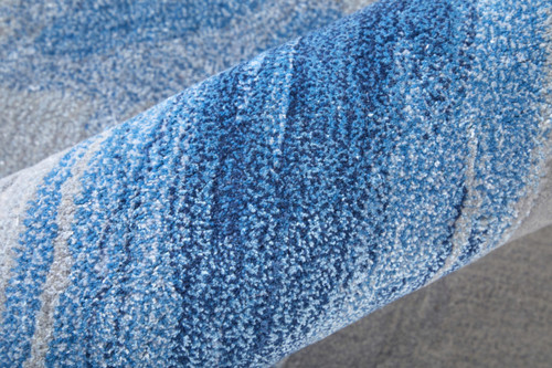 8' X 10' Blue And Gray Abstract Hand Tufted Area Rug