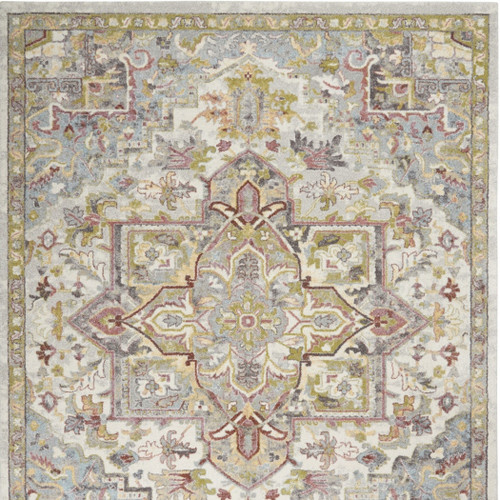 8' X 10' Ivory Green and Gray Floral Area Rug