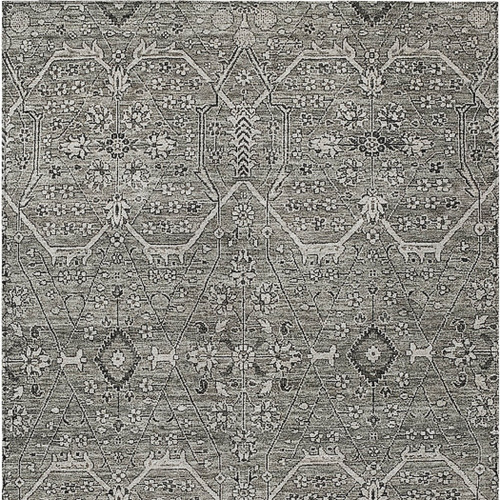 3' X 5' Pewter Floral Washable Indoor Outdoor Area Rug