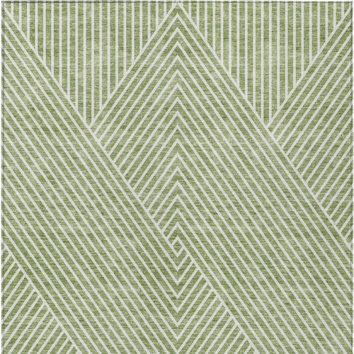 8' X 10' Sage And Ivory Geometric Washable Indoor Outdoor Area Rug