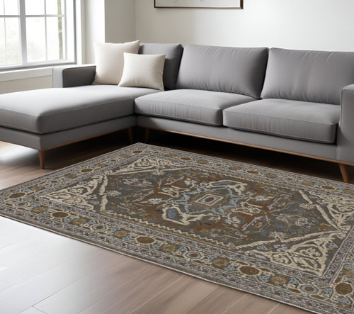 8' X 11' Blue And Green Medallion Area Rug