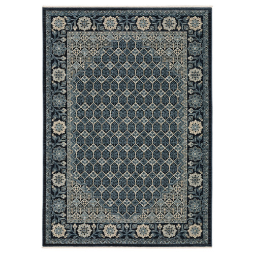 5' X 8' Ivory Oriental Area Rug With Fringe