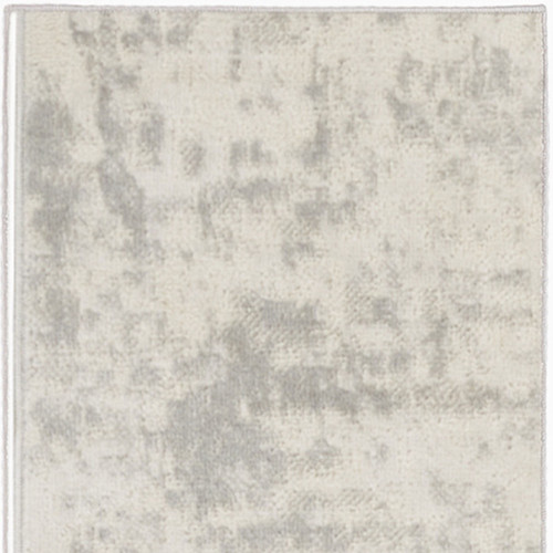 8' Runner Gray and Ivory Abstract Power Loom Runner Rug