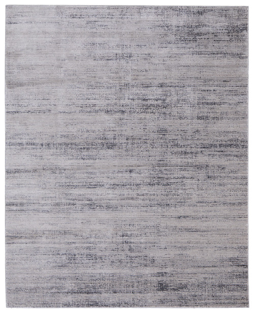 5' X 8' Gray and Ivory Power Loom Area Rug