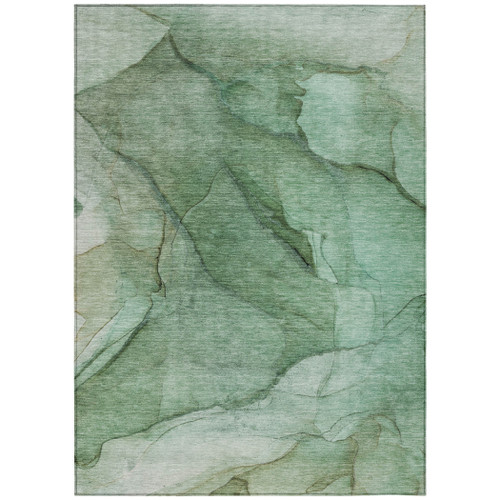 8' X 10' Green And Sage Abstract Washable Indoor Outdoor Area Rug