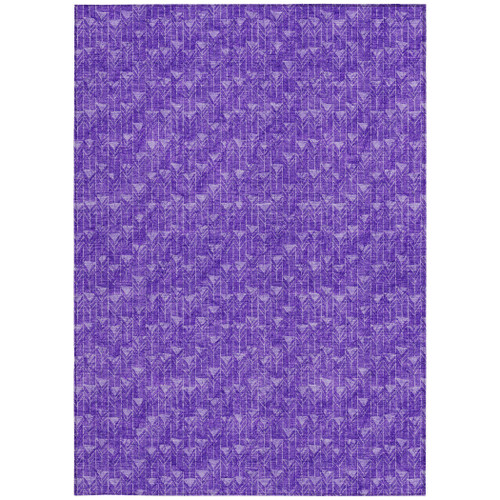 9' X 12' Purple Geometric Washable Non Skid Indoor Outdoor Area Rug
