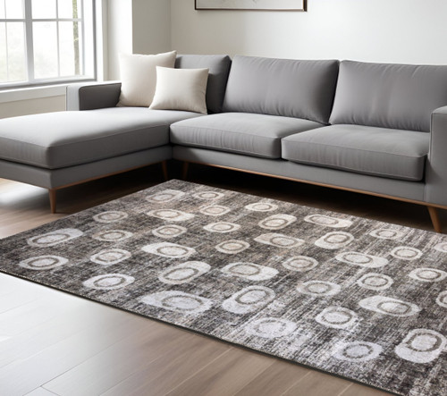 8' X 11' Brown and Beige Abstract Area Rug
