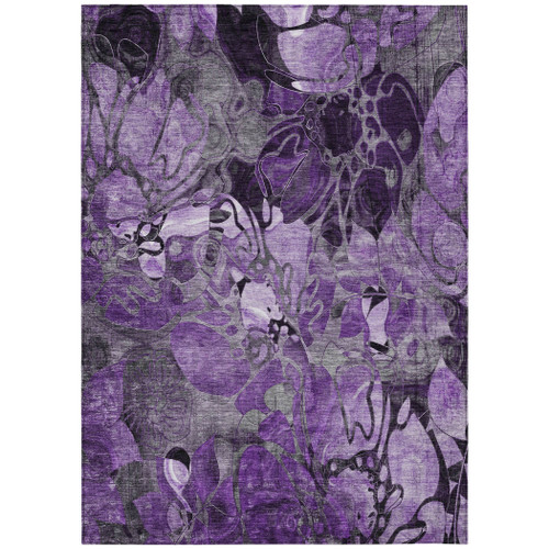 8' X 10' Purple Abstract Washable Indoor Outdoor Area Rug
