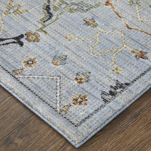 2' X 3' Gray Blue and Green Floral Power Loom Area Rug