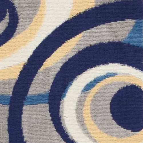8' Runner Gray and Blue Geometric Power Loom Runner Rug