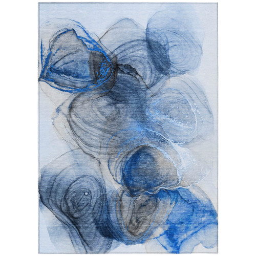 9' X 12' Ivory Blue and Gray Abstract Washable Non Skid Indoor Outdoor Area Rug