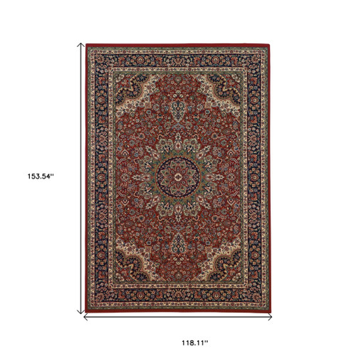 10' X 13' Red And Blue Oriental Area Rug