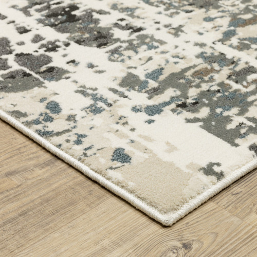 10' X 13' Ivory And Gray Abstract Area Rug