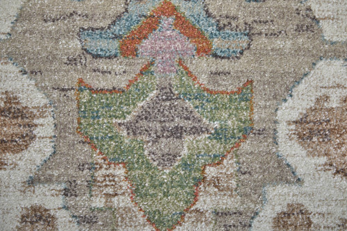 5' X 8' Tan Brown And Blue Abstract Distressed Area Rug