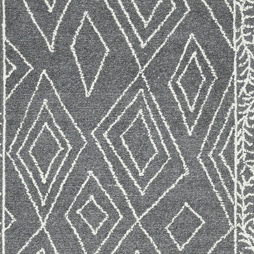 8' X 10' Gray And Ivory Wool Geometric Hand Hooked Area Rug