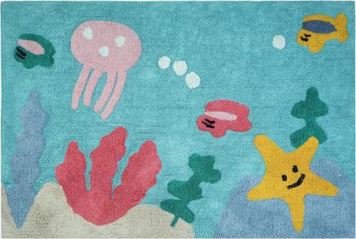 Coral Starfish Youthful Washable Area Rug