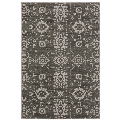 8' X 11' Gray And Ivory Oriental Area Rug