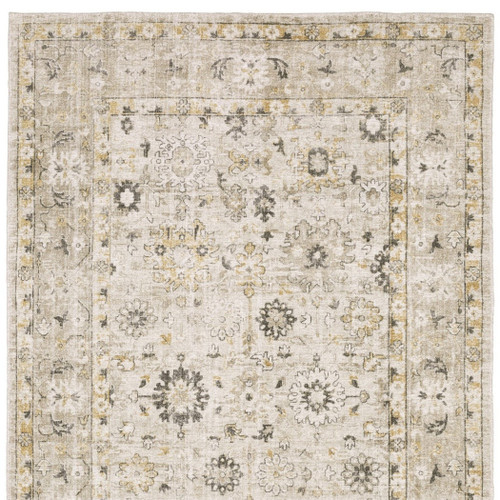 9' X 12' Beige And Gold Oriental Hand Tufted Area Rug