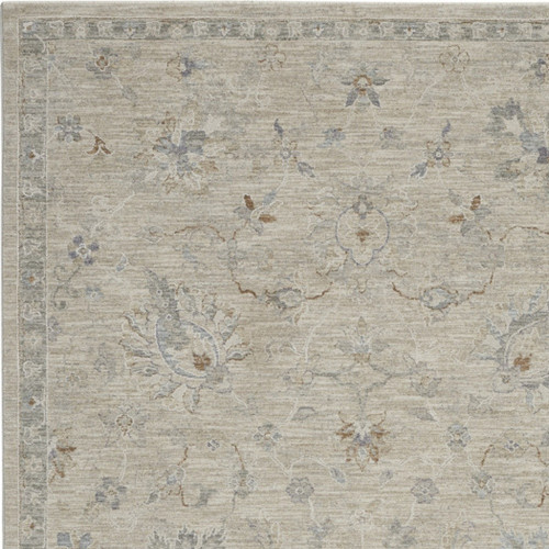5' X 8' Beige and Gray Floral Power Loom Area Rug