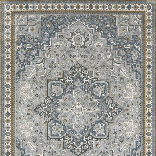 8' X 11' Blue And Gray Medallion Area Rug