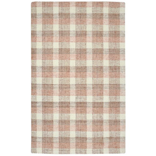 2' X 3' Pink And Ivory Wool Plaid Hand Tufted Area Rug