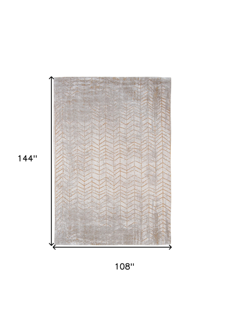 9' X 13' Gray and Yellow Chevron Non Skid Area Rug
