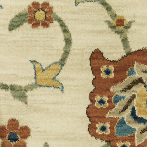 3' X 5' Ivory Yellow And Dark Orange Oriental Area Rug With Fringe