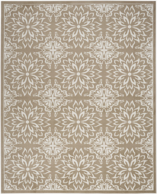 8' X 10' Taupe and Ivory Floral Non Skid Area Rug