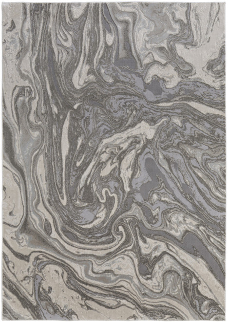 8' X 11' Gray Ivory And Silver Abstract Stain Resistant Area Rug