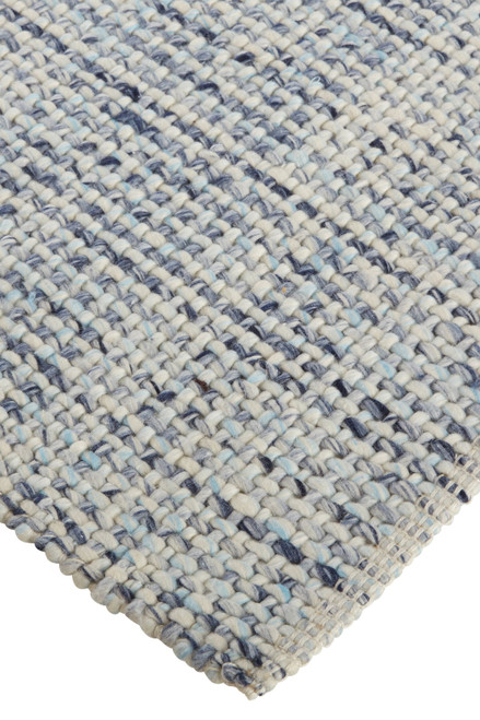 8' X 10' Gray Ivory And Blue Hand Woven Area Rug