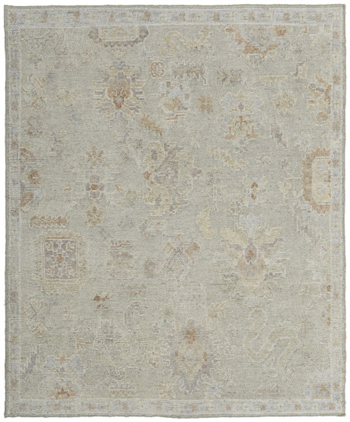 6' X 9' Gray and Brown Wool Floral Hand Knotted Area Rug