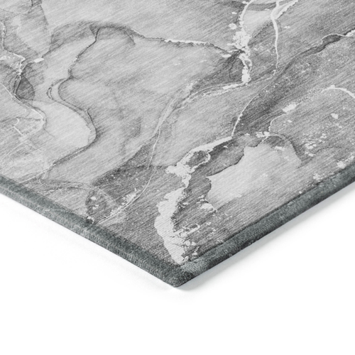 10' X 14' Gray and Ivory Abstract Washable Non Skid Indoor Outdoor Area Rug
