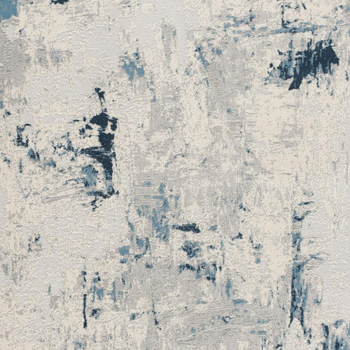 2' X 2' Blue Cream And Gray Abstract Square Rug