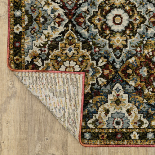 3' X 5' Red Ivory And Tan Medallion Area Rug