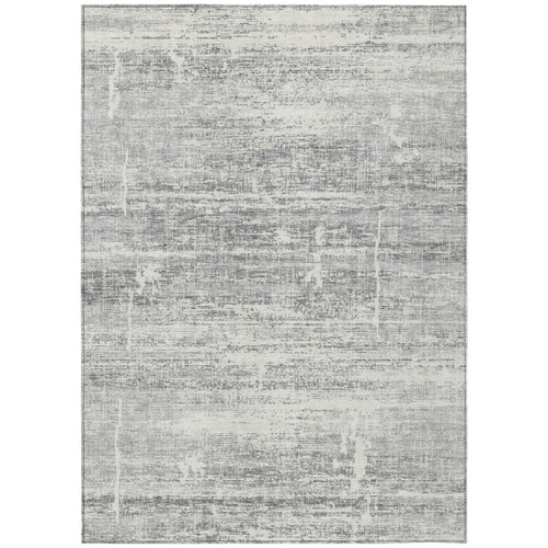 3' X 5' Silver Gray And Charcoal Abstract Washable Indoor Outdoor Area Rug