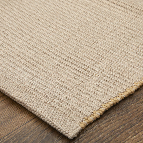 8' X 10' Ivory and Tan Hand Woven Area Rug