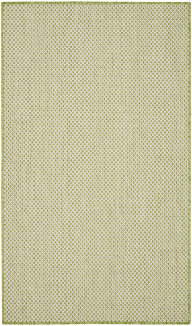 3' X 5' Ivory And Green Geometric Indoor Outdoor Area Rug