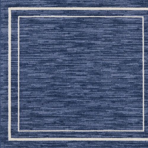5' Navy Blue And Ivory Square Indoor Outdoor Area Rug