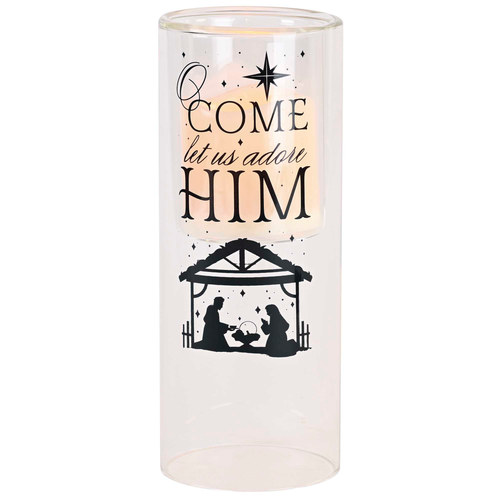 Candleholder O Come Let Us Adore 10In