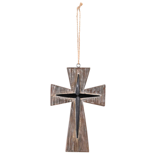 Brown Cross On Cross Resin Wall 5.25H
