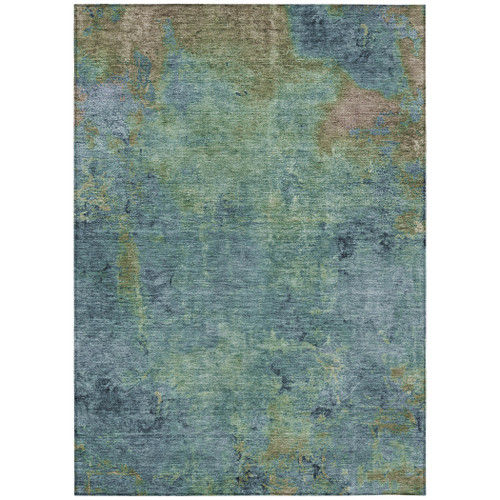 8' X 10' Blue Abstract Washable Indoor Outdoor Area Rug
