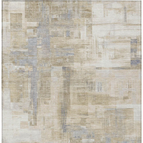 8' X 10' Ivory And Beige Abstract Washable Indoor Outdoor Area Rug