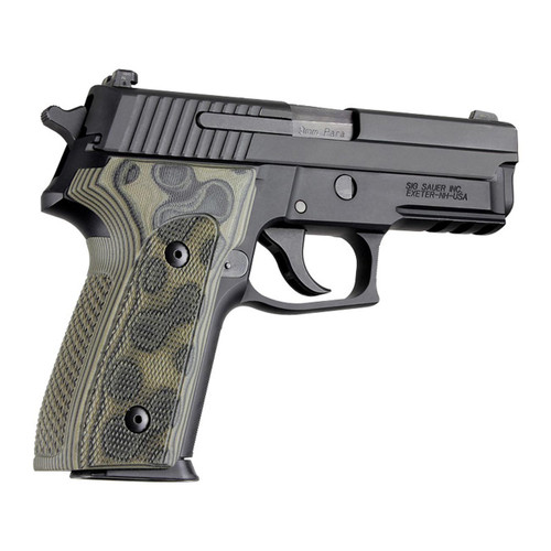 Hogue Sig Sauer P228/P229 Checkered Grips G10 G-Mascus (Green Lava)