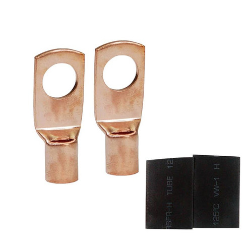 Nippon Crimp Style Copper Ring Terminal 4ga. 5/16" - Black (Pair)