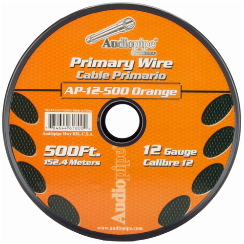 Audiopipe Primary Wire 12-Gauge 500 Foot Spool - Orange