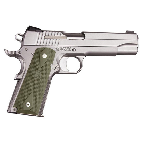 Hogue 1911 Government Model Checkered with Diamonds Rubber Grip without Finger Grooves (OD Green)