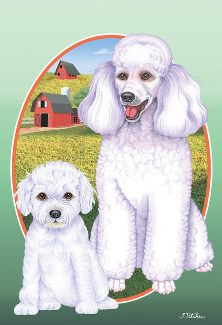 Poodle White- Best of Breed On The Farm Garden Flag 