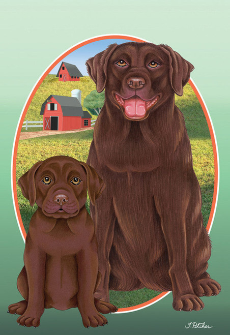 Chocolate Labrador- Best of Breed On The Farm Garden Flag 